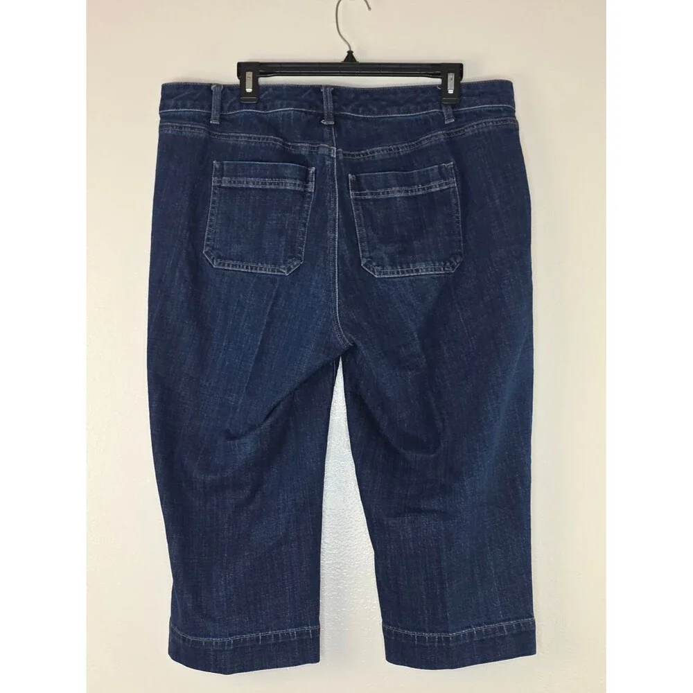 Talbots Flawless High Rise Wide Crop Jeans Dark Blue Size 16WP